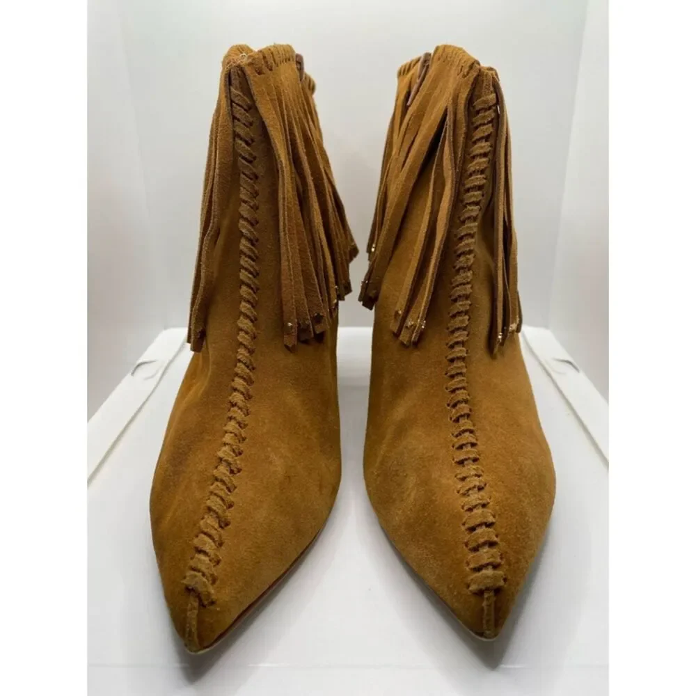 Free People Jeffrey Campbell Ankle Booties 9 Brown Fringe Suede Coastal Cowgirl